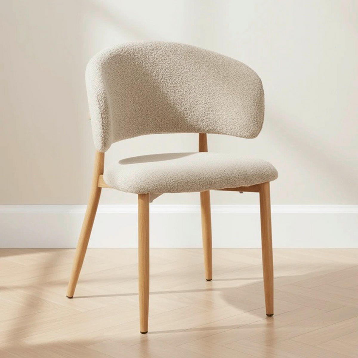 STUHL-SET 2 Stück  in Stahl Bouclé  - Sandfarben, MODERN, Textil/Metall (54/79/54cm) - Livetastic