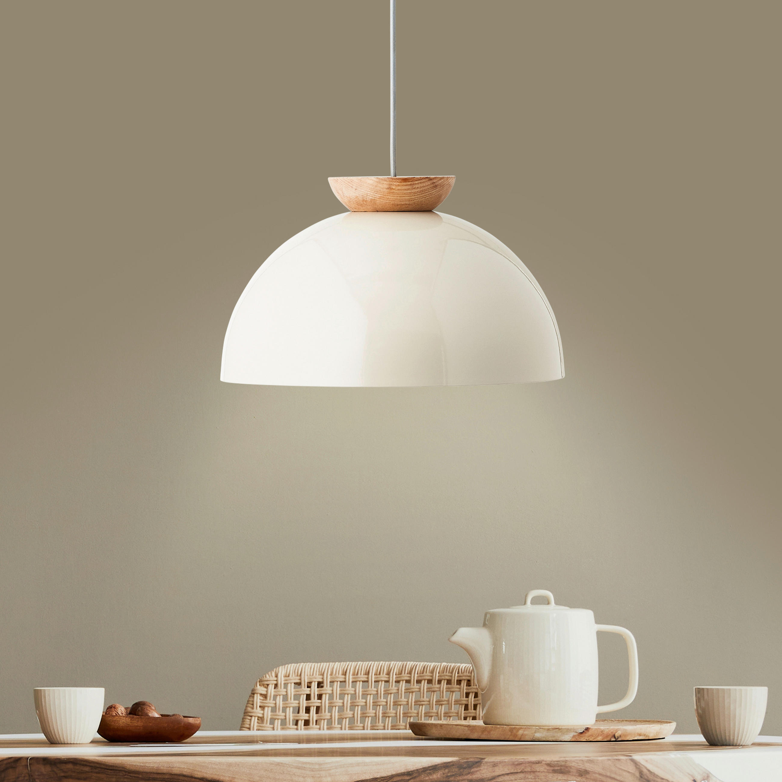 HÄNGELEUCHTE 35/174,5 cm    - Hellbraun/Grau, Basics, Holz/Metall (35/174,5cm)
