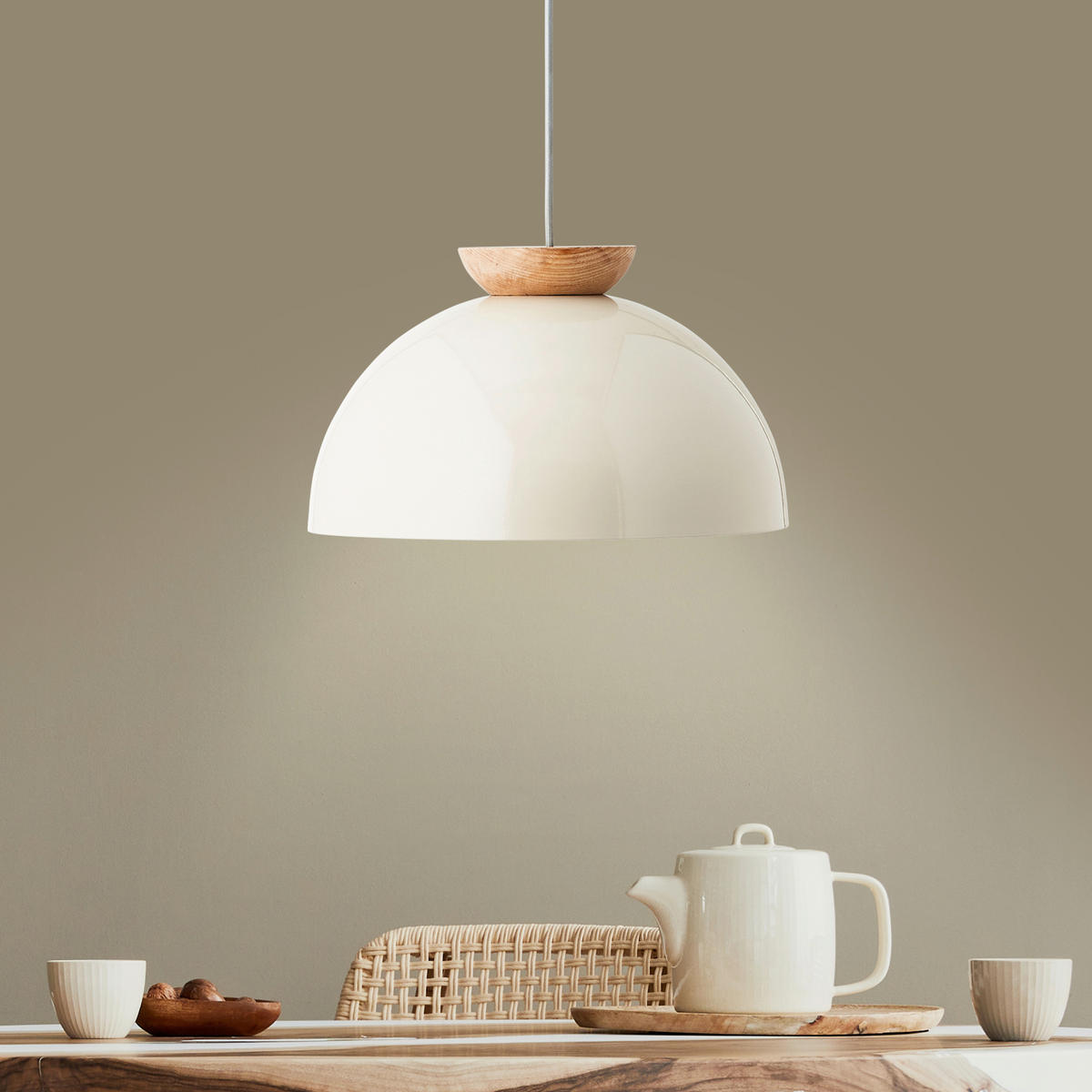HÄNGELEUCHTE 35/174,5 cm    - Hellbraun/Grau, Basics, Holz/Metall (35/174,5cm) - Brilliant
