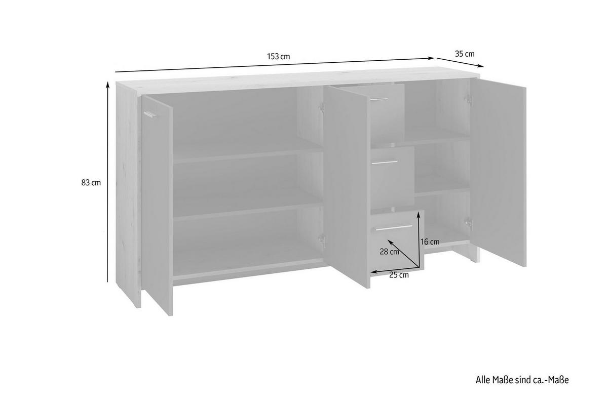 SIDEBOARD Ben  in 153/83/35 cm  - Anthrazit/Eiche Artisan, MODERN, Holzwerkstoff/Kunststoff (153/83/35cm) - MID.YOU