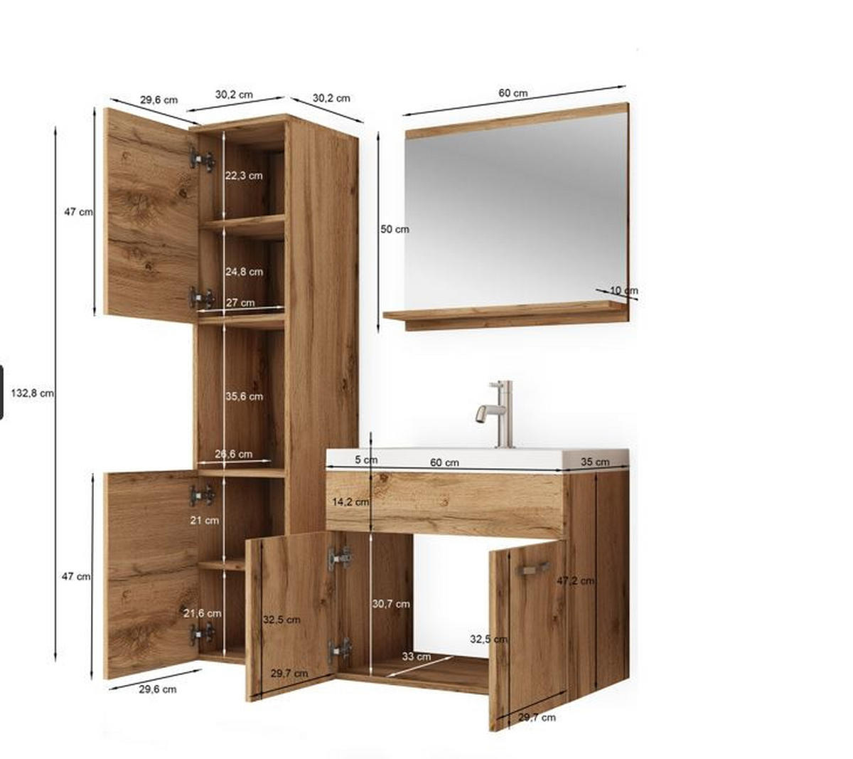 KÚPEĽŇA sivá, biela  - sivá/biela, Lifestyle, kov/kompozitné drevo (90cm) - P & B