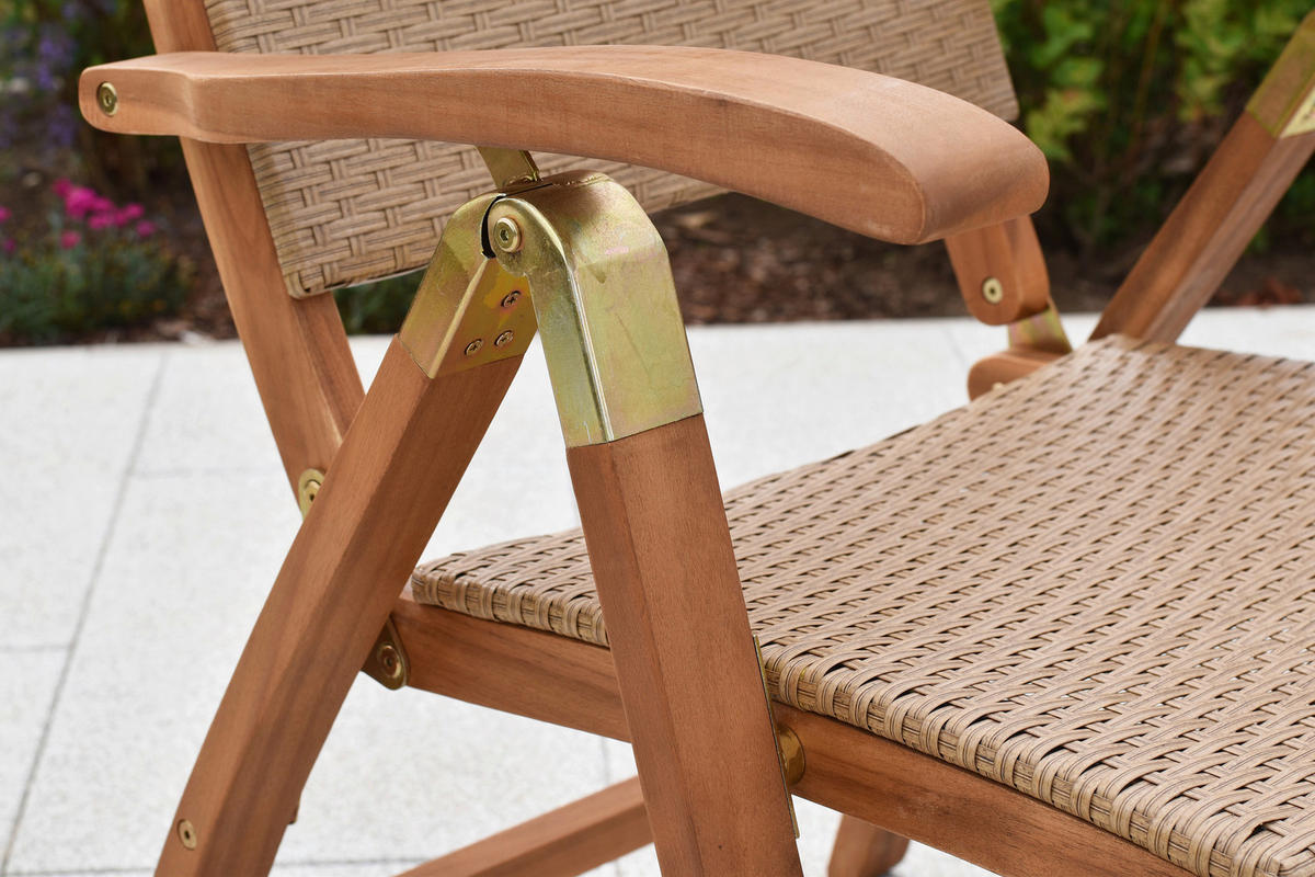 GARTENTISCHGRUPPE Akazie Hartholz  - Naturfarben, KONVENTIONELL, Holz/Kunststoff - Gardenson