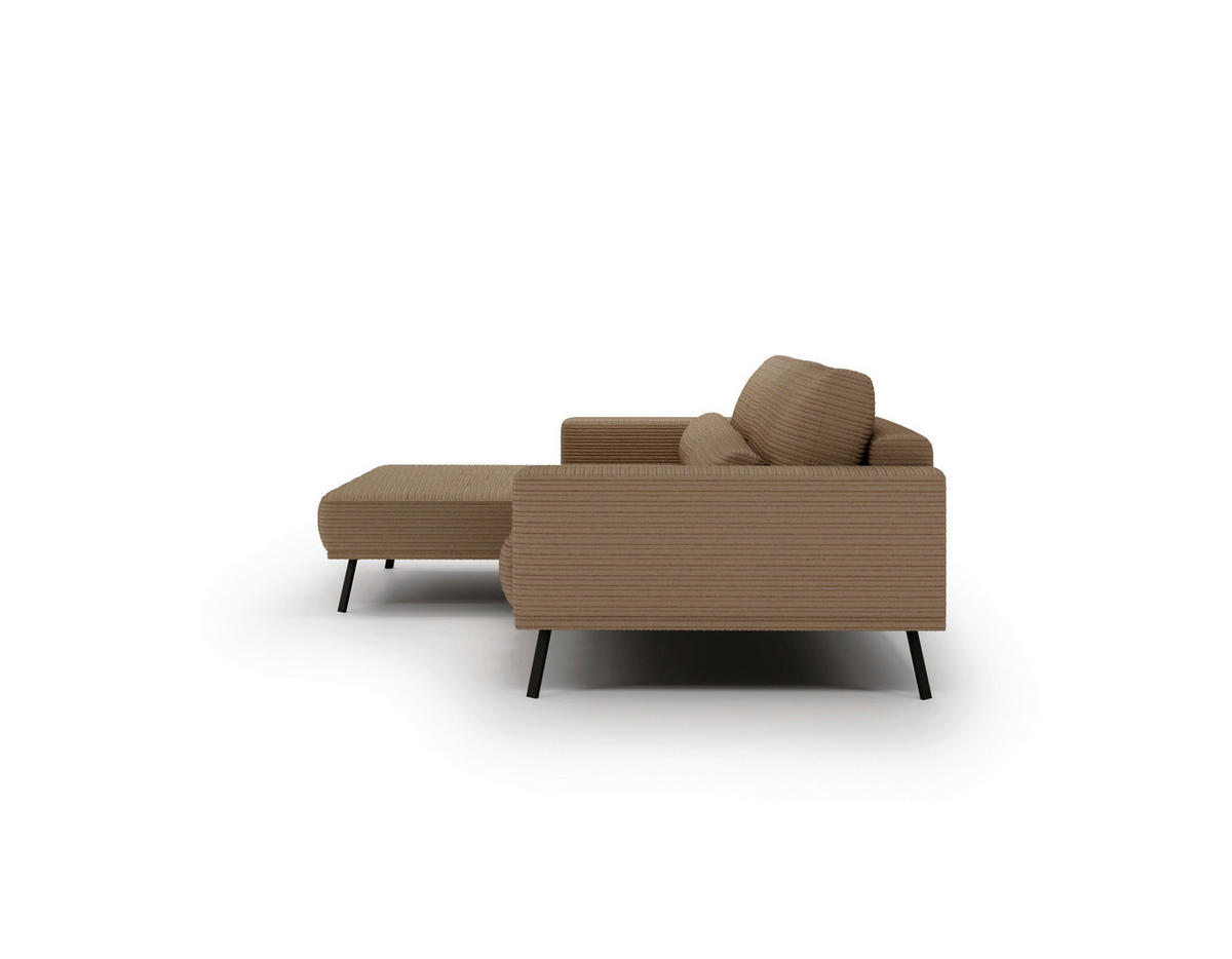 ECKSOFA in Cord Braun  - Schwarz/Braun, Design, Textil/Metall (204/291cm) - Lomoco
