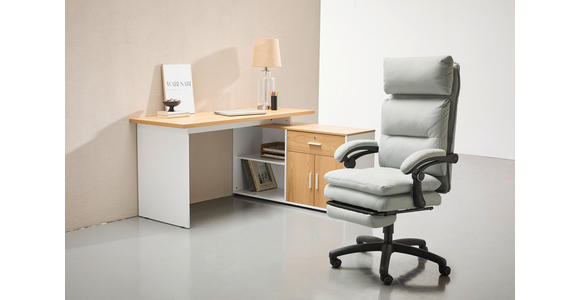 ECKSCHREIBTISCH 150/119/75 cm  in Weiß, Eiche Bianco  - Eiche Bianco/Silberfarben, Design, Holzwerkstoff/Kunststoff (150/119/75cm) - Xora