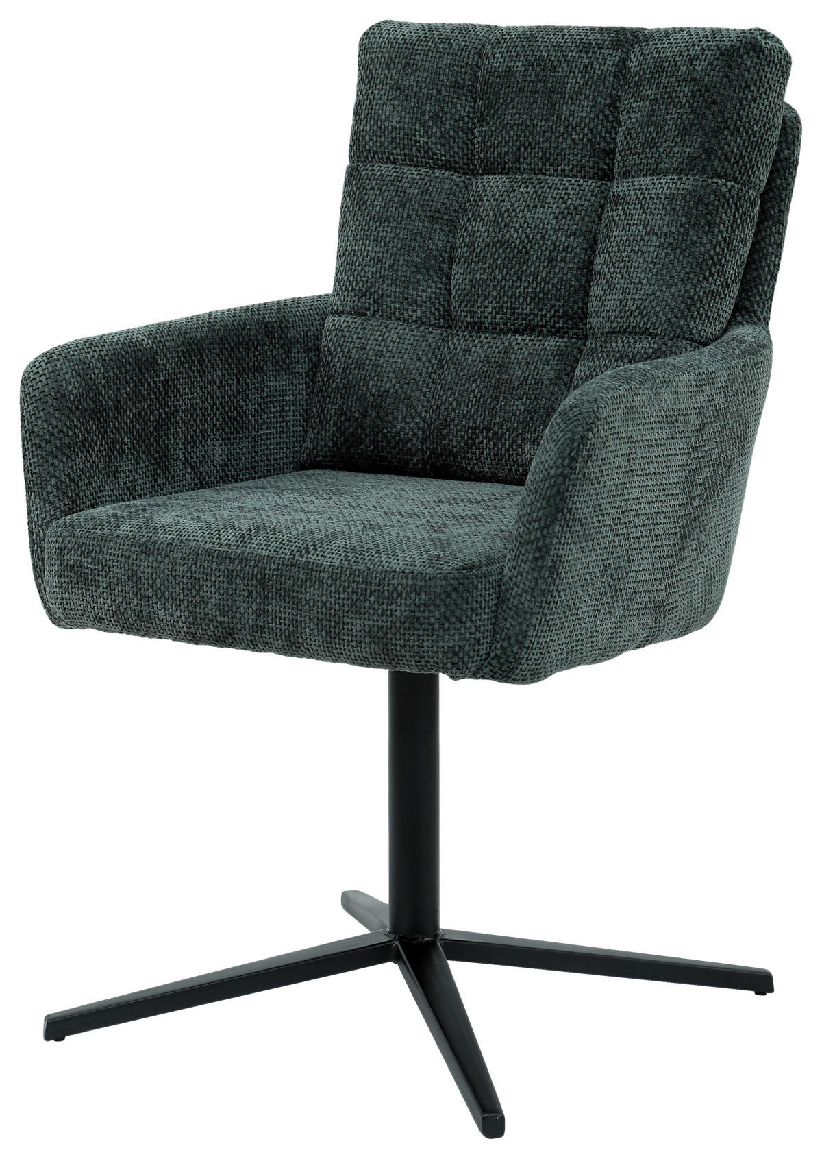 STOL MED ARMSTÖD järn chenille  - svart/mörkgrön, Design, metall/textil (61/91,5/66cm) - Stylife