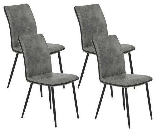 STUHL-SET Mikrofaser Grau  - Schwarz/Grau, MODERN, Textil/Metall (44/87/57cm) - MID.YOU