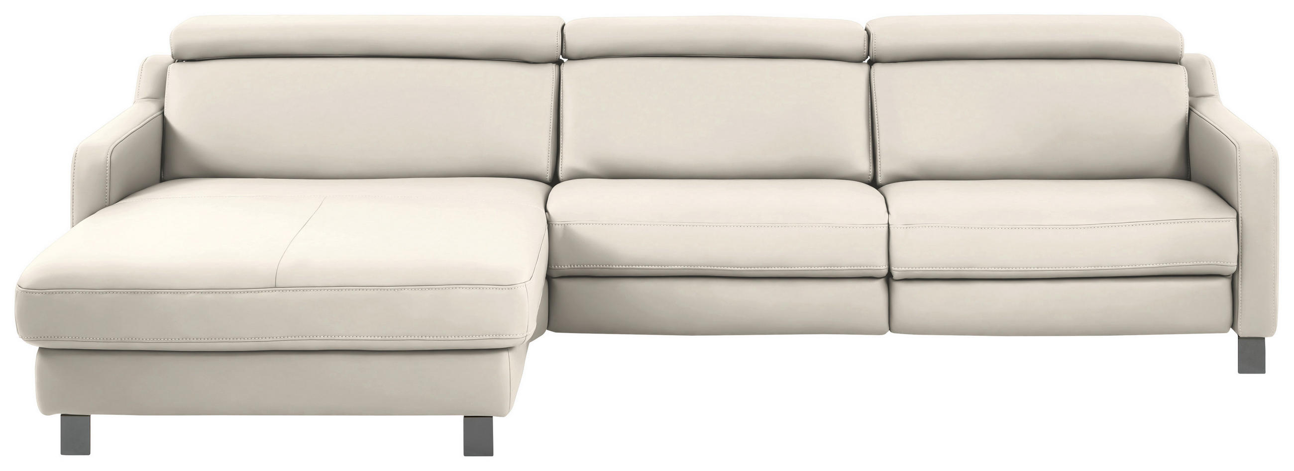 ECKSOFA in Echtleder Beige  - Beige/Schwarz, Design, Leder/Metall (176/291cm) - Valdera