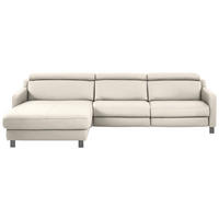 ECKSOFA in Echtleder Beige  - Beige/Schwarz, Design, Leder/Metall (176/291cm) - Valdera