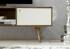 Lowboard "WL1.974" , Sheesham massiv Sheeshamfarben  - Sheeshamfarben/Weiß, Design, Holz (140/45/35cm) - MID.YOU