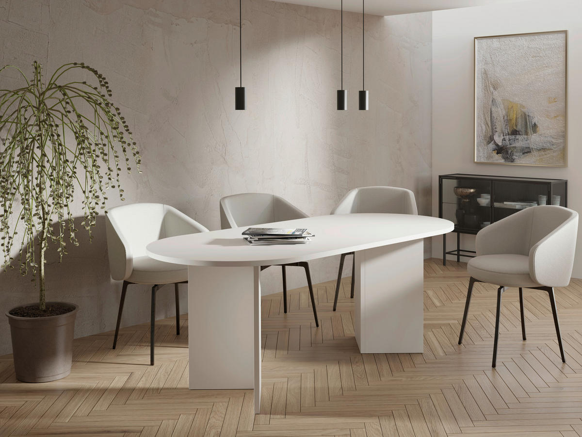 ESSTISCH Weiß oval   - Weiß, Design, Holzwerkstoff (223,6/90/75cm) - Lomoco