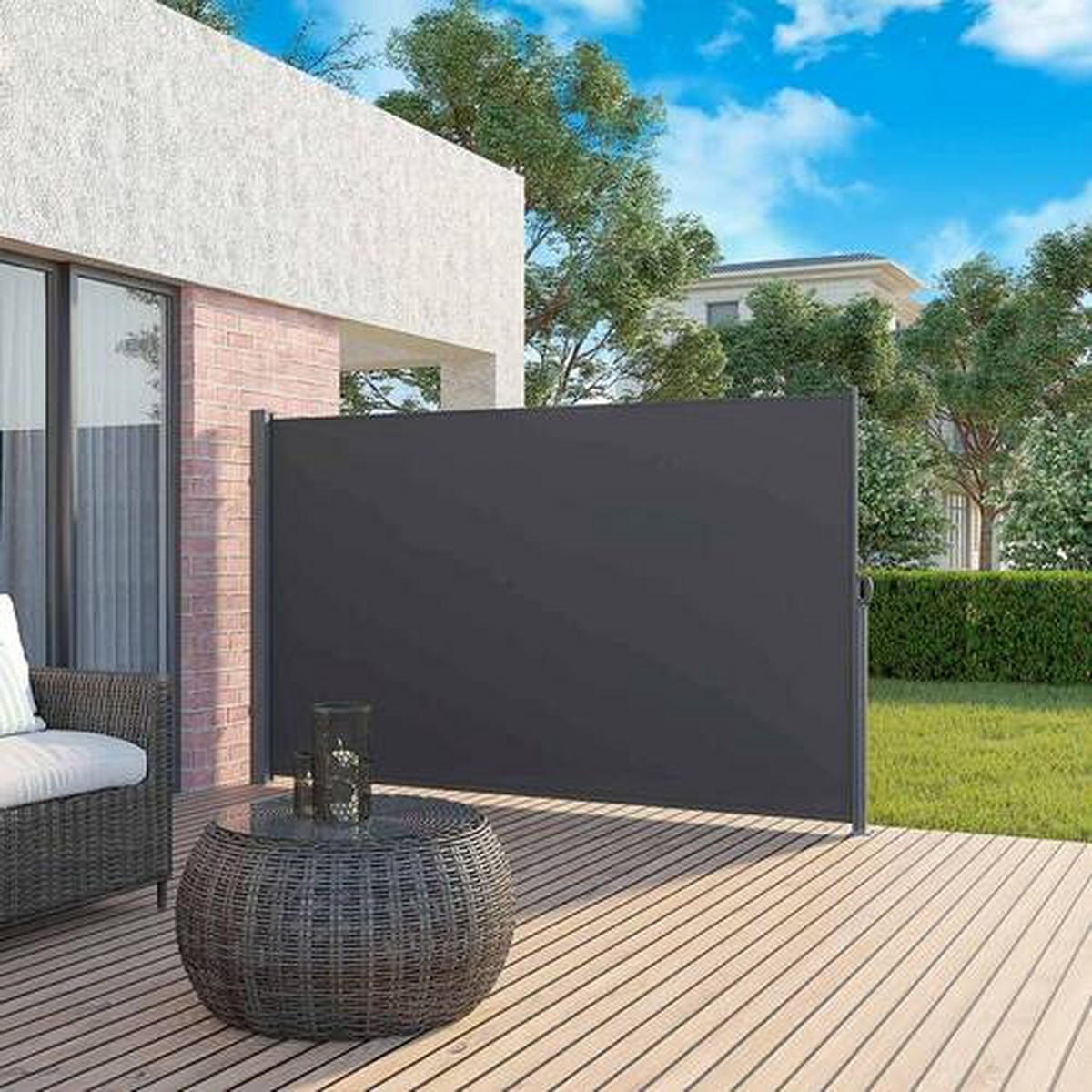 MARKISE - Anthrazit/Alufarben, Basics, Textil/Metall (350/160cm) - Modante