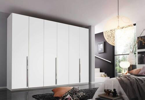 DREHTÜRENSCHRANK in Weiss - Chromfarben/Weiss, Design, Holzwerkstoff/Metall (301/223/60cm) - home24