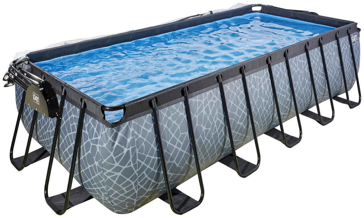 POOL-SET STONE 540/250/122 cm  - Grau, KONVENTIONELL, Metall (540/250/122cm) - EXIT Toys