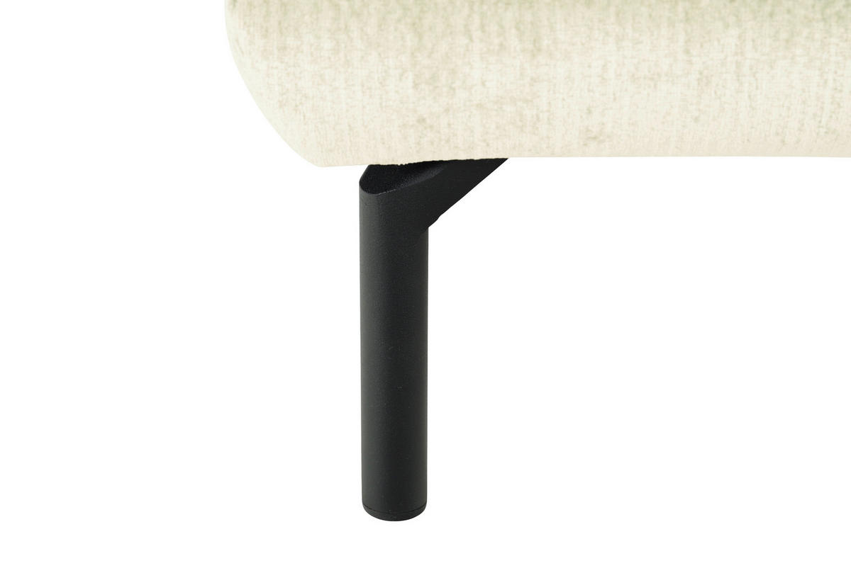 ECKSOFA Creme Chenille Kopfteilverstellung, Sitztiefenverstellung  - Creme/Schwarz, Design, Textil/Metall (307/243cm) - Xora