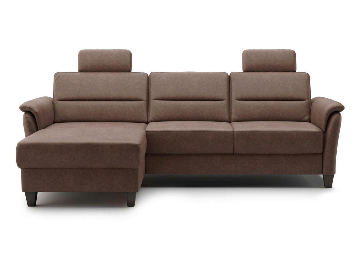 ECKSOFA PALMERA V Haselnussfarben Mikrofaser  - Wengefarben/Haselnussfarben, KONVENTIONELL, Holz/Textil (163/244cm) - Sit & More