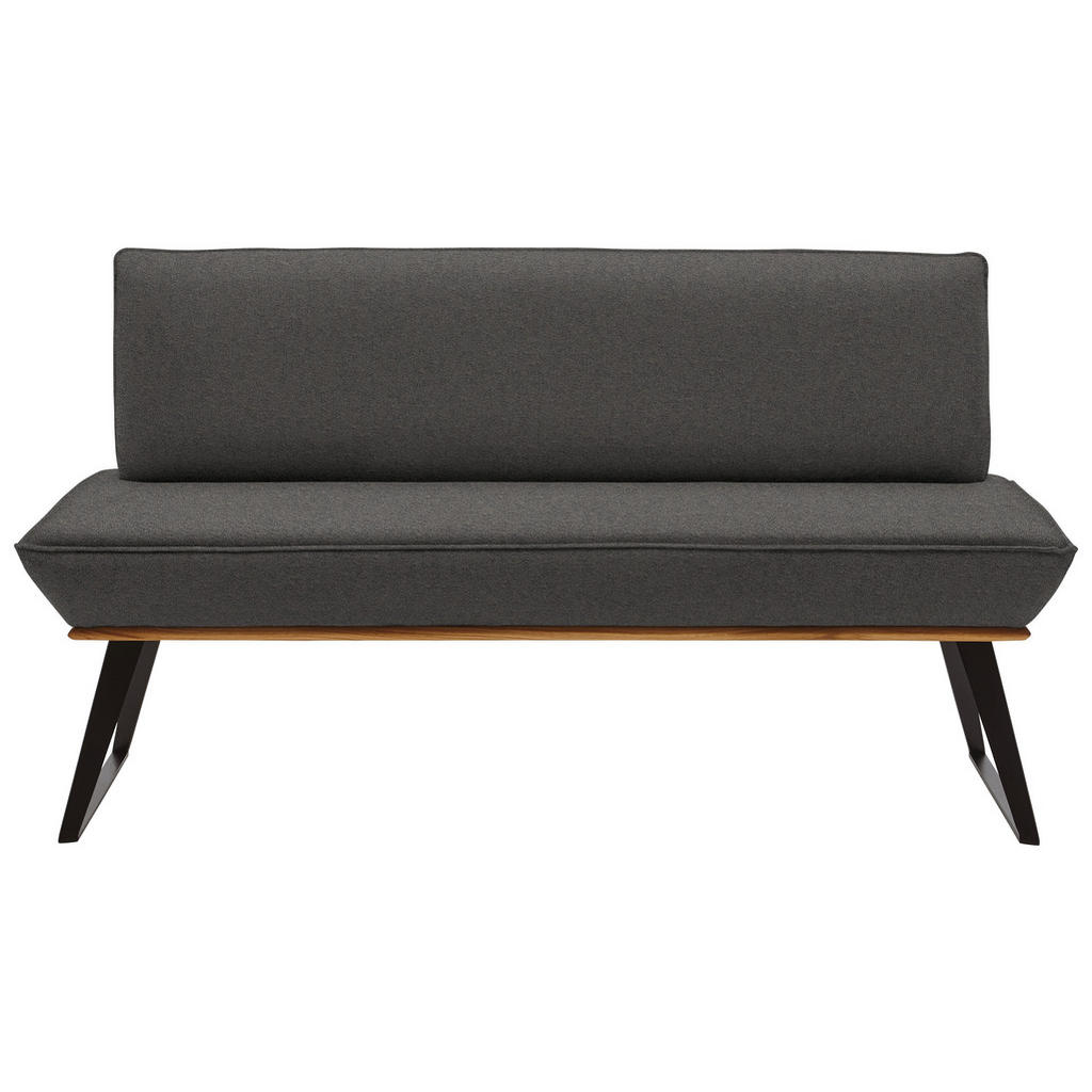 Thumbnail - Voleo Sitzbank, Schwarz, Eiche, Dunkelgrau, Holz, Metall, Textil, Eiche, massiv, Uni, 2-Sitzer, 140x87x64 cm, Stoffauswa...