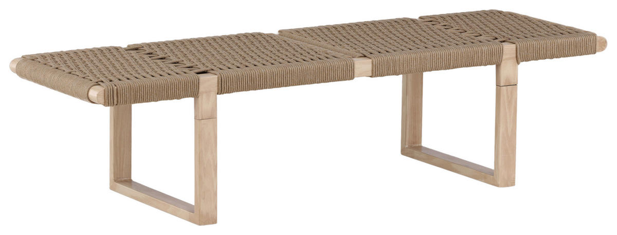 SITZBANK 140/36/46 cm Hellbraun Rattan  - Hellbraun, Design, Holz/Metall (140/36/46cm) - Livetastic
