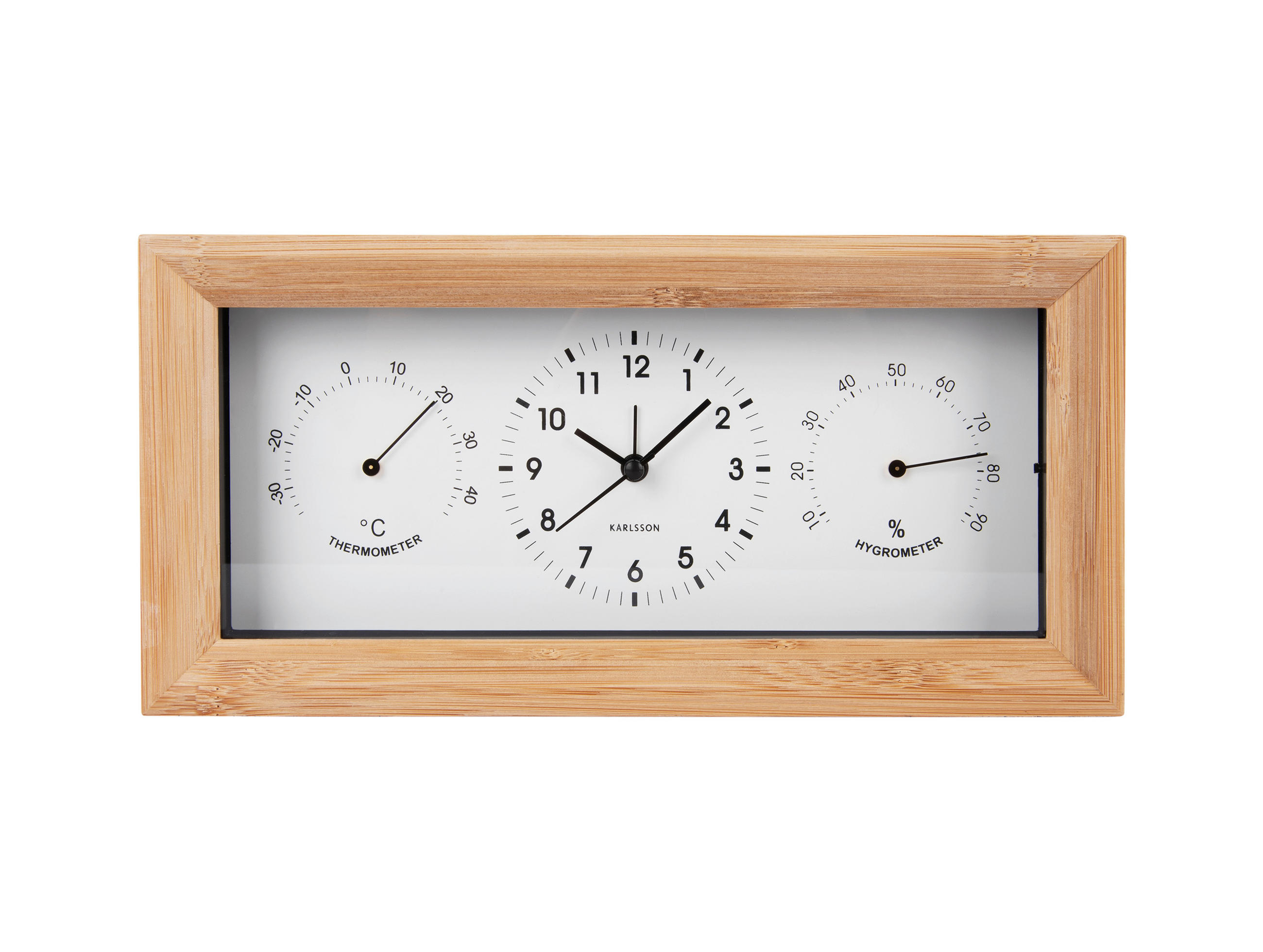 WECKER NEAT Schwarz, Buchefarben  - Buchefarben/Schwarz, Basics, Holz (26/13/13cm) - Karlsson