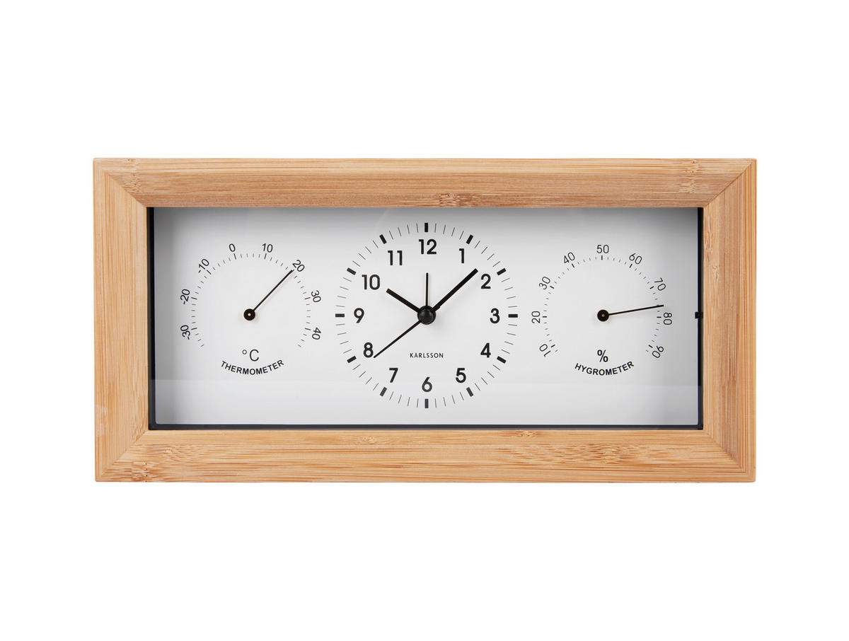 WECKER NEAT Schwarz, Buchefarben  - Buchefarben/Schwarz, Basics, Holz (26/13/13cm) - Karlsson