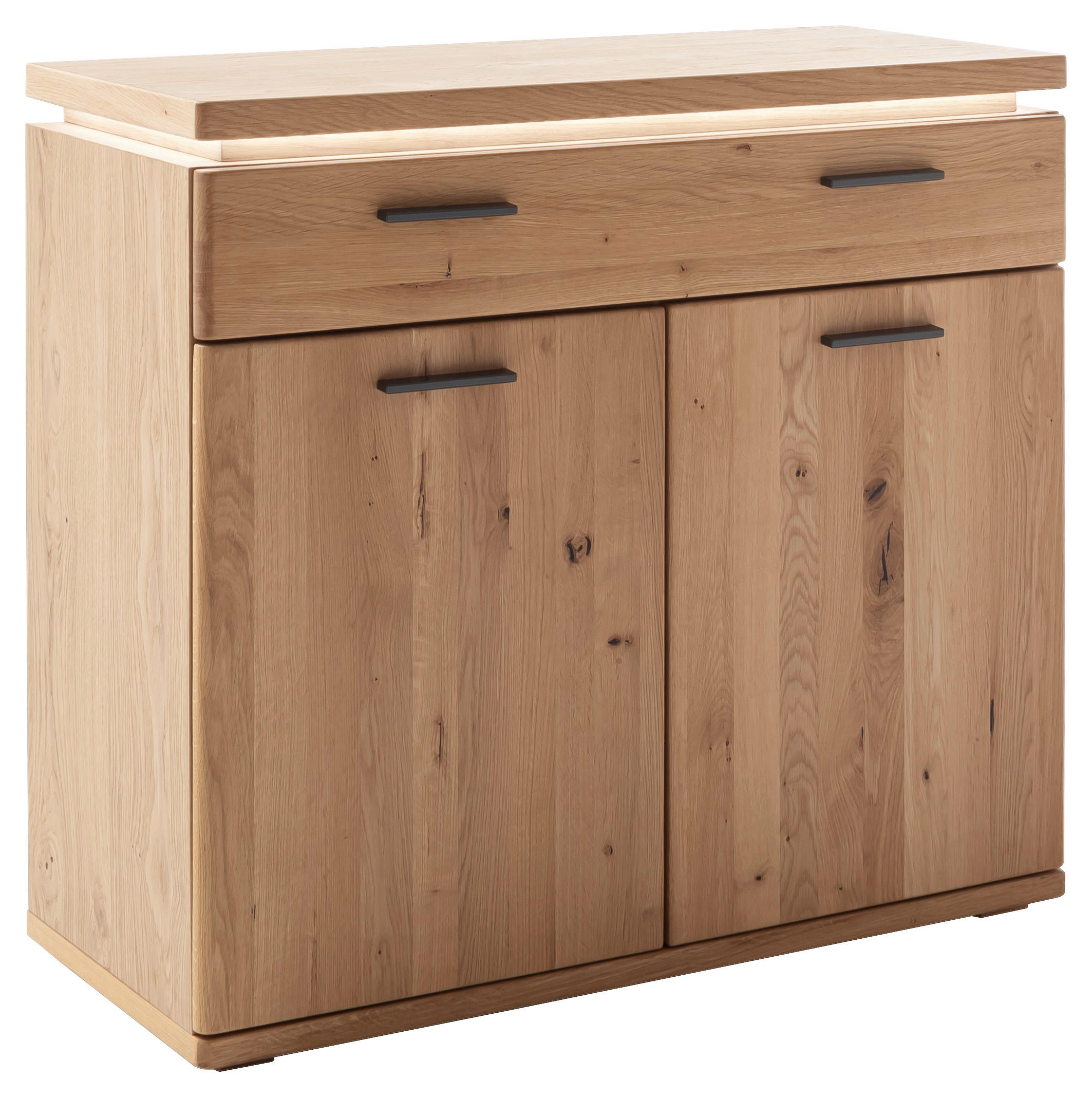 KOMMODE in 100/91/42 cm - Eiche Bianco/Schwarz, Natur, Holzwerkstoff/Kunststoff (100/91/42cm) - Linea Natura