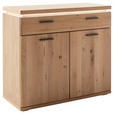KOMMODE  in 100/91/42 cm  - Eiche Bianco/Schwarz, Natur, Holzwerkstoff/Kunststoff (100/91/42cm) - Linea Natura