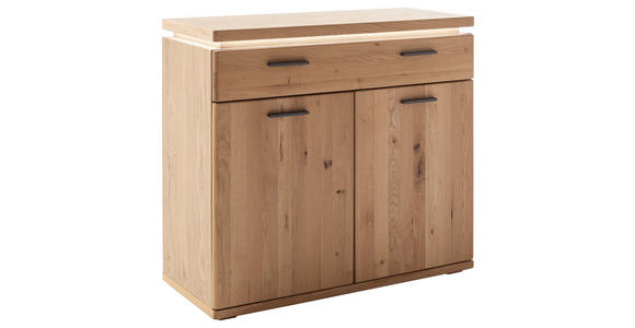 KOMMODE  in 100/91/42 cm  - Eiche Bianco/Schwarz, Natur, Holzwerkstoff/Kunststoff (100/91/42cm) - Linea Natura