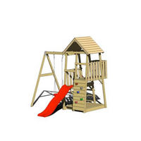 SPIELTURM 270/270/290 cm  - Rot/Naturfarben, KONVENTIONELL, Holz (270/270/290cm) - Ambia Garden