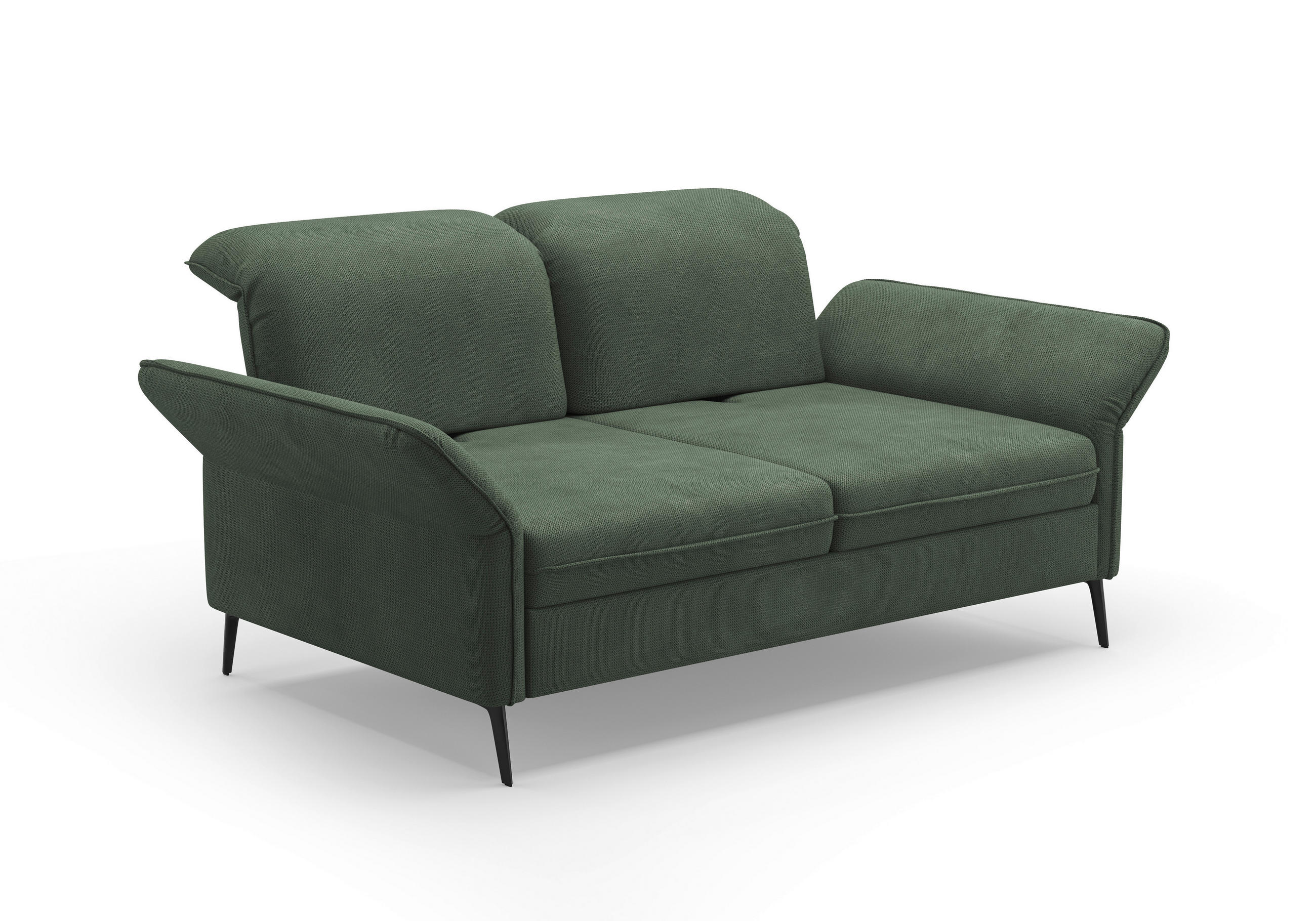 3-SITZER-SOFA in Flachgewebe Grün  - Schwarz/Grün, KONVENTIONELL, Textil/Metall (199/92/123cm) - Sit & More
