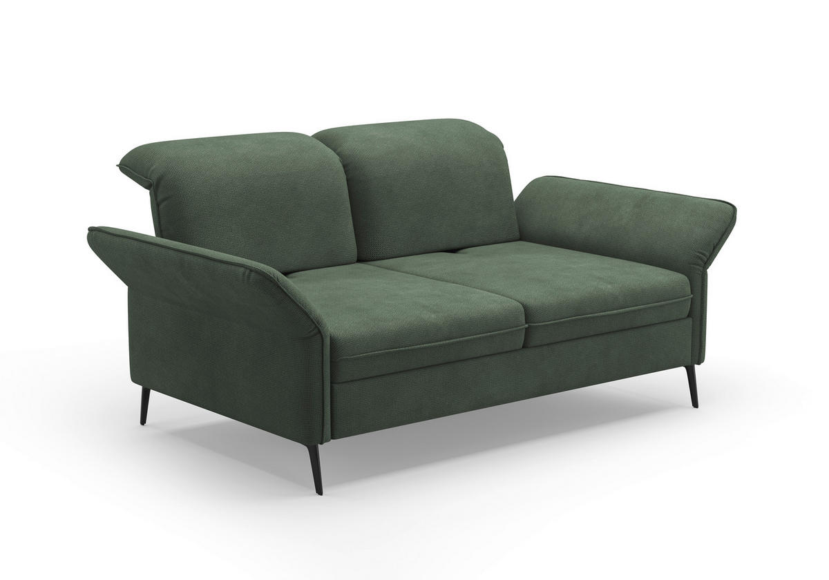 2,5-SITZER in Flachgewebe Grün  - Schwarz/Grün, KONVENTIONELL, Textil/Metall (189/92/123cm) - Sit & More