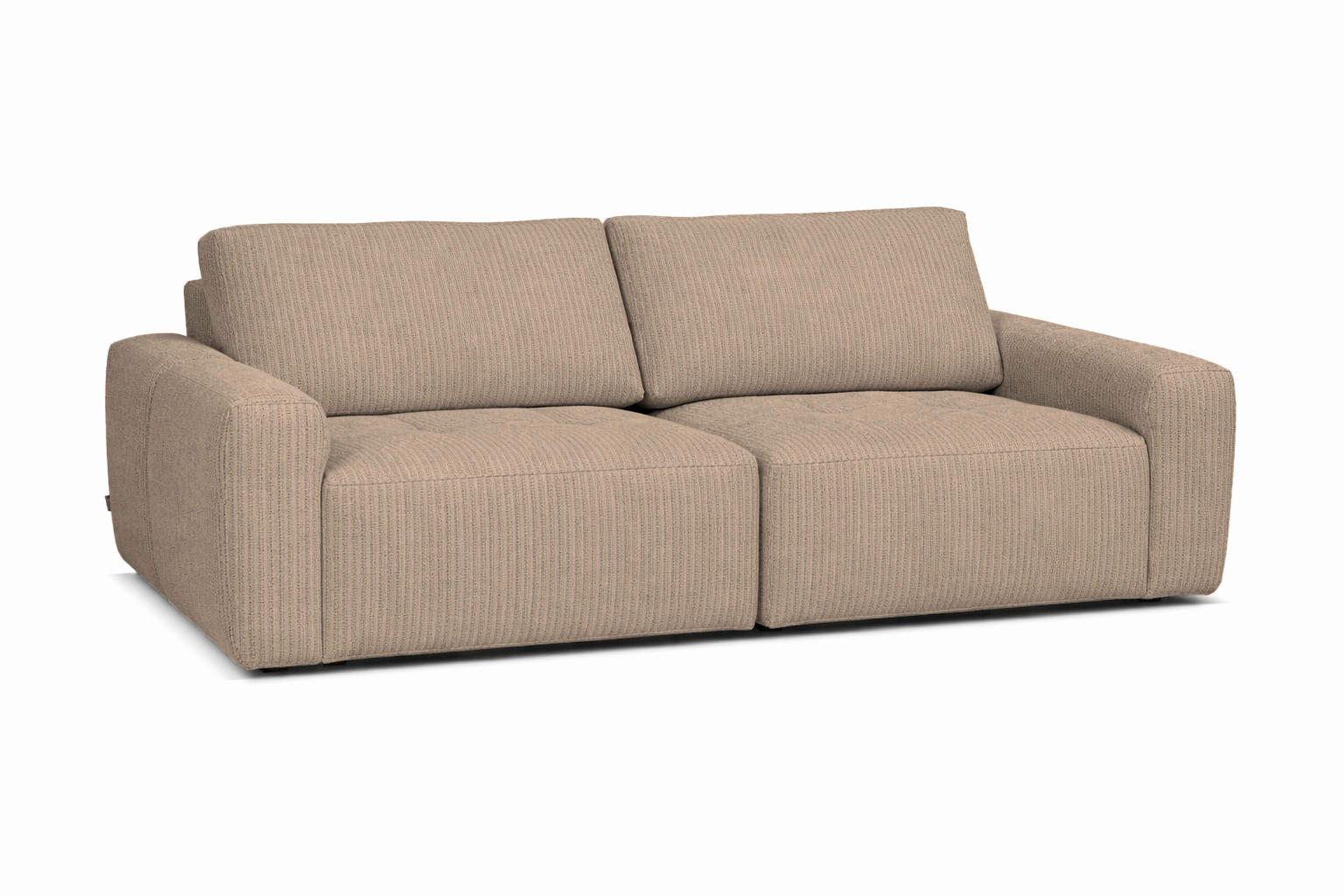 2-SITZER-SOFA MAZA Cord Hellbraun  - Hellbraun/Schwarz, Design, Textil (222/80/106cm) - Livetastic