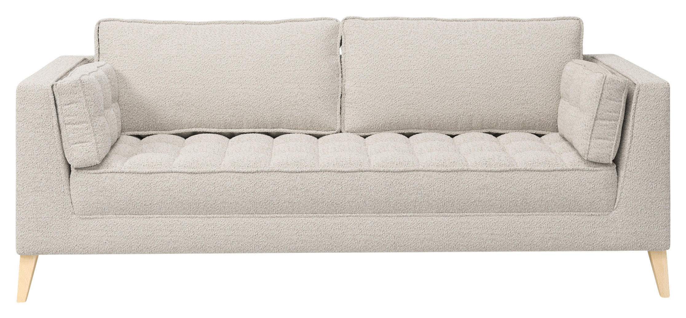 3-SITZER-SOFA in Bouclé Weiss  - Weiss/Naturfarben, Design, Holzwerkstoff/Textil (170/95/85cm) - MID.YOU