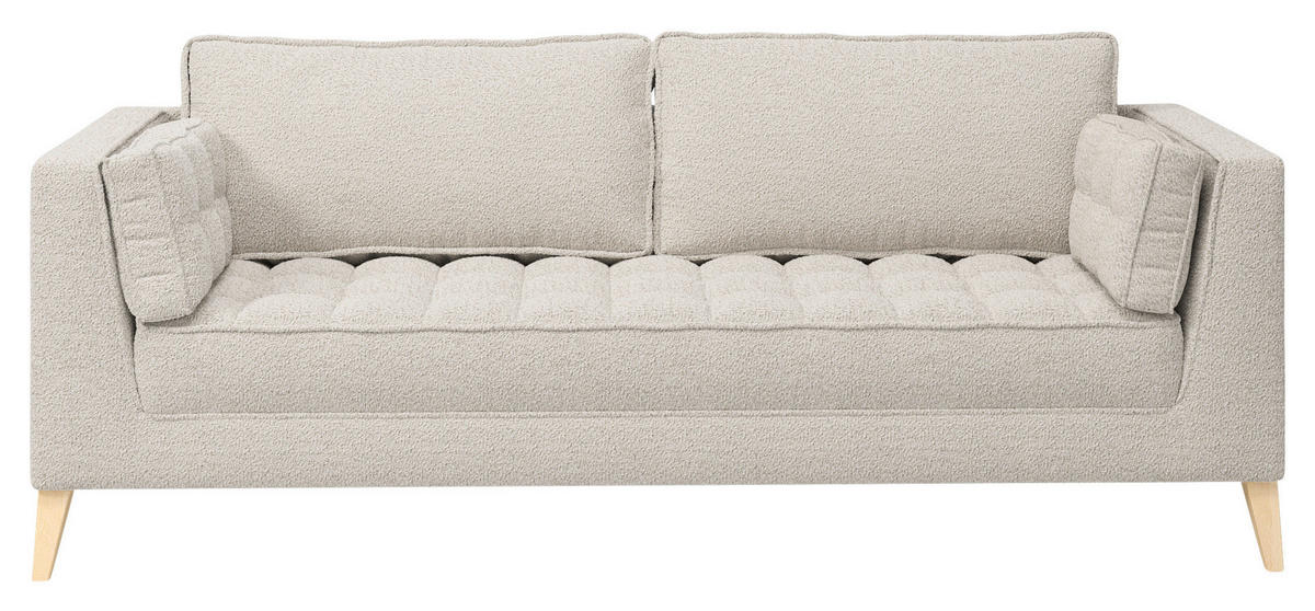 3-SITZER-SOFA in Bouclé Weiss  - Weiss/Naturfarben, Design, Holzwerkstoff/Textil (170/95/85cm) - MID.YOU