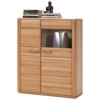 VYSOKÁ KOMODA, jadrový buk, farba buka, 107/131/38 cm - farba buka/farba ušľachtilej ocele, Design, kov/drevo (107/131/38cm) - Livetastic