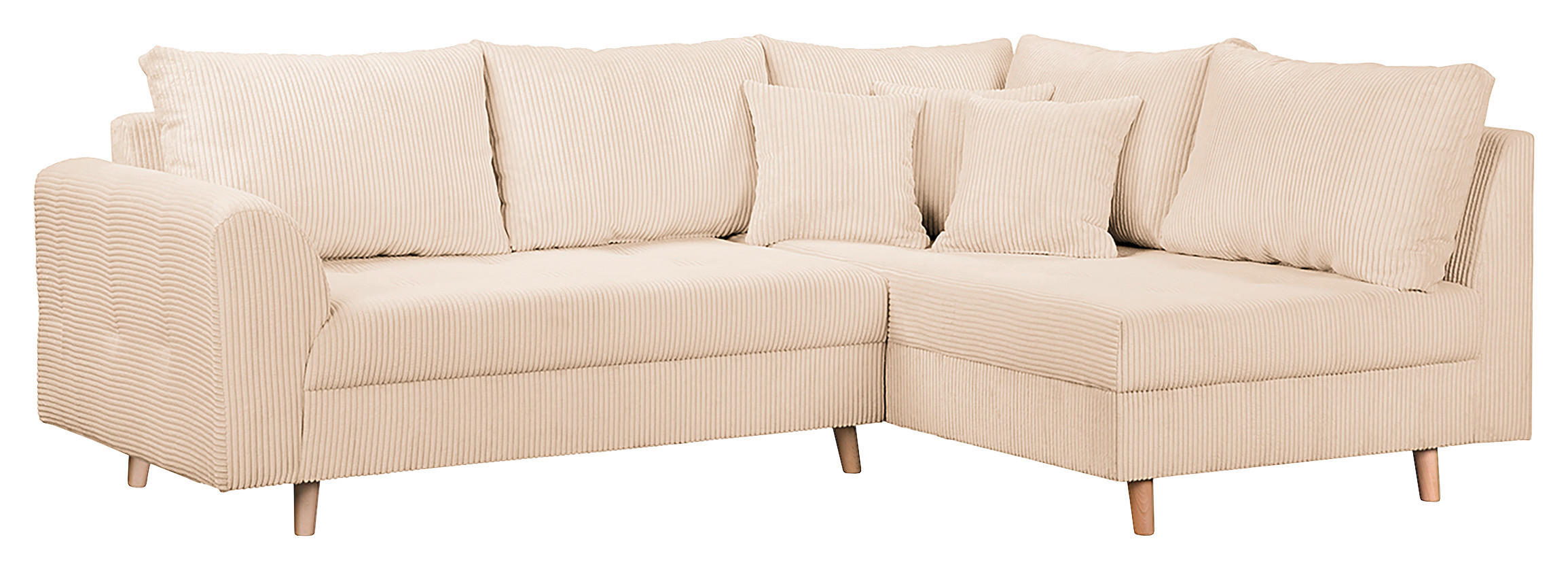 ECKSOFA Cord Creme  - Creme/Naturfarben, Design, Holz/Textil (231/161cm) - P & B