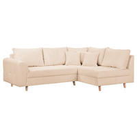 ECKSOFA Ariella Creme Cord  - Creme/Naturfarben, Design, Holz/Textil (231/161cm) - P & B