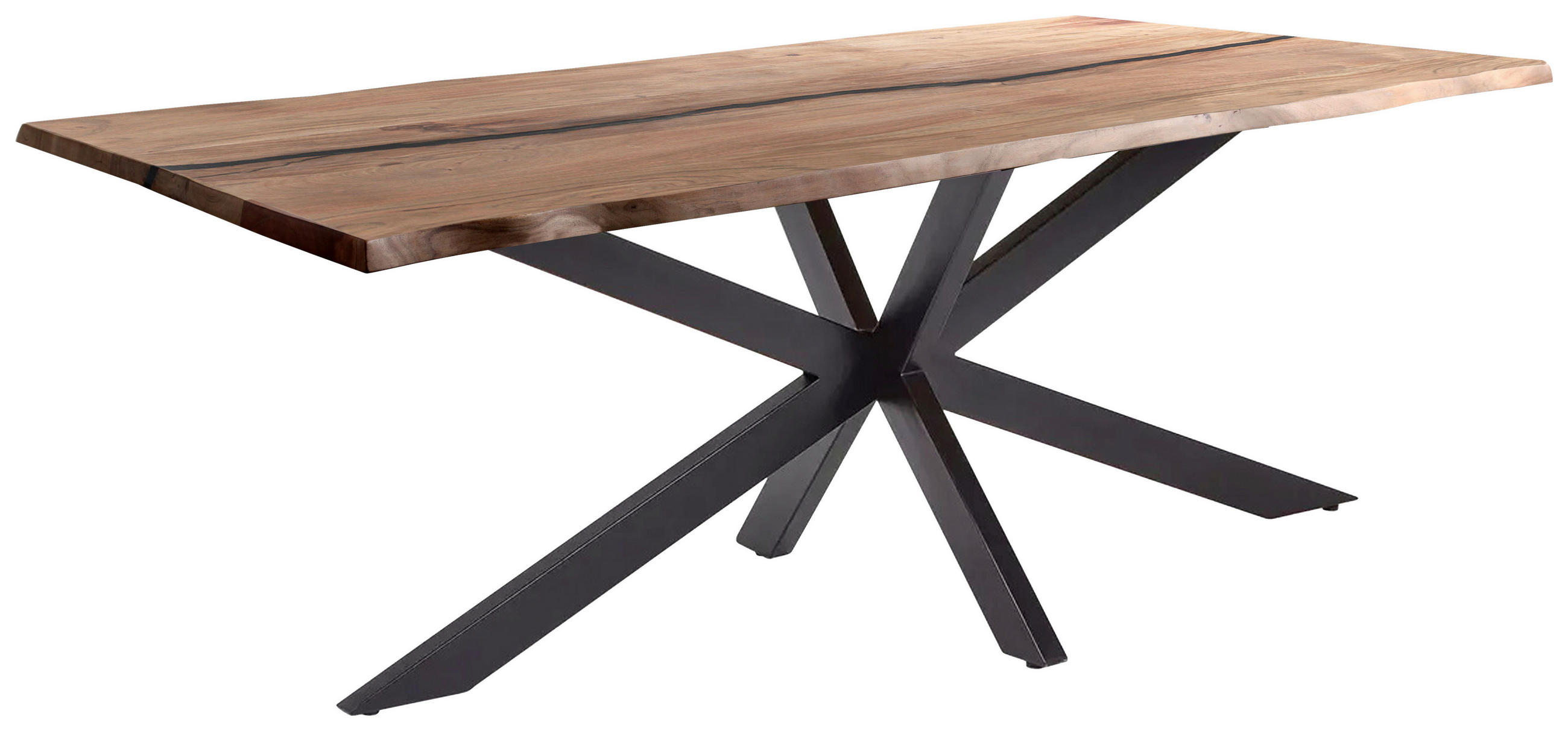 MASĂ din lemn, metal, materiale naturale 200/100/76 cm   - maro/negru, Lifestyle, materiale naturale/lemn (200/100/76cm) - Landscape