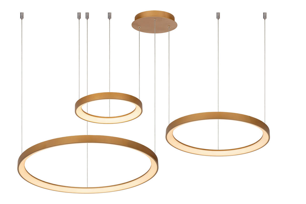 LED-PENDELLEUCHTE Vidal 78/78/200 cm   - Messingfarben, Design, Kunststoff (78/78/200cm) - Lucide