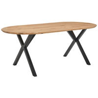 ESSTISCH Eiche massiv oval Eichefarben  - Eichefarben/Schwarz, Design, Holz/Metall (200/100/76cm) - Linea Natura