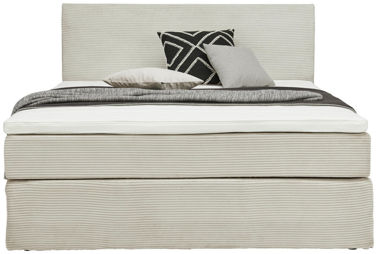 BOXSPRINGBETT 160/200 cm  in Hellgrau  - Hellgrau/Schwarz, Konventionell, Holz/Textil (160/200cm) - Carryhome