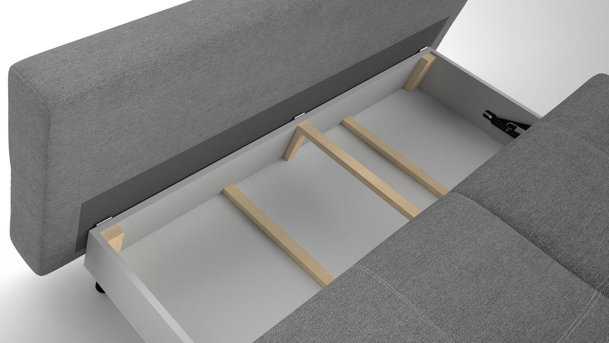 SCHLAFSOFA  mit Schlafen auf Sitzhöhe, Rücken echt Struktur Dunkelgrau  - Dunkelgrau/Schwarz, Design, Textil/Metall (197/94/96cm) - MID.YOU