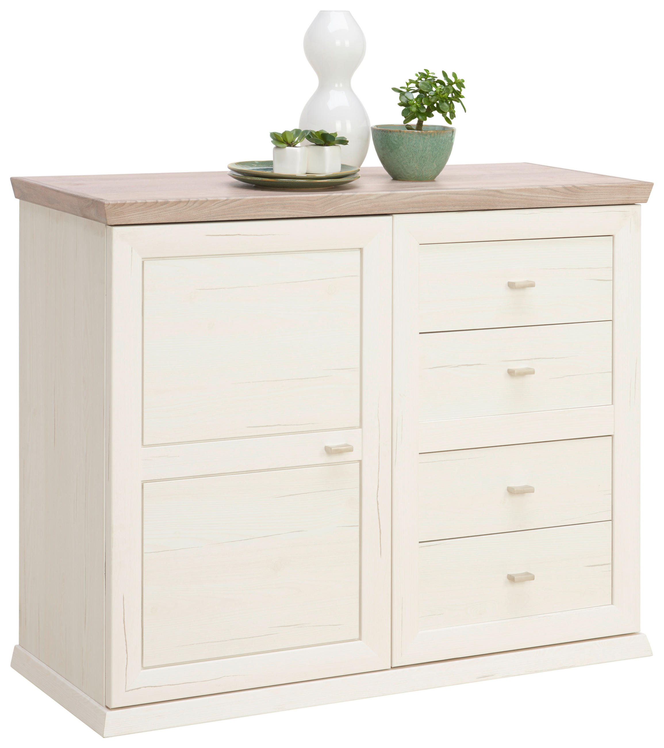 KOMÓD 107,9/89,5/43 cm  - nikkel/fehér, Lifestyle, faalapú anyag/fém (107,9/89,5/43cm) - Hom`in
