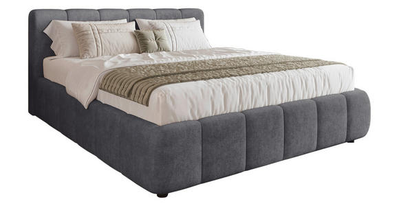 POLSTERBETT Lattenrost, Bettkasten Anthrazit 140/200 cm  - Anthrazit/Schwarz, KONVENTIONELL, Holz/Kunststoff (140/200cm) - Carryhome