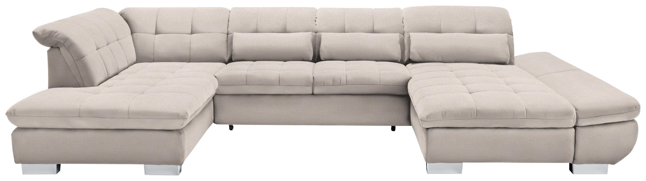 WOHNLANDSCHAFT in Mikrofaser Ecru  - Chromfarben/Ecru, Design, Kunststoff/Textil (211/350/204cm) - Xora