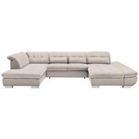 WOHNLANDSCHAFT in Mikrofaser Ecru  - Chromfarben/Ecru, Design, Kunststoff/Textil (211/350/204cm) - Xora