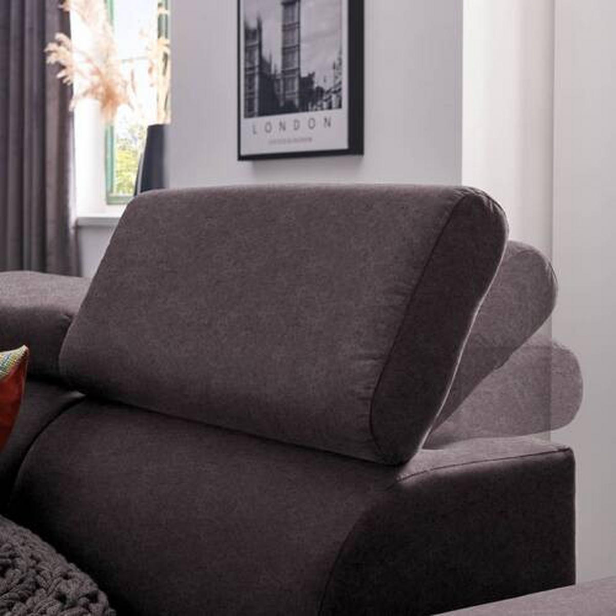 ECKSOFA in Velours Dunkelbraun  - Dunkelbraun/Schwarz, Design, Textil/Metall (191/261cm) - Stylife