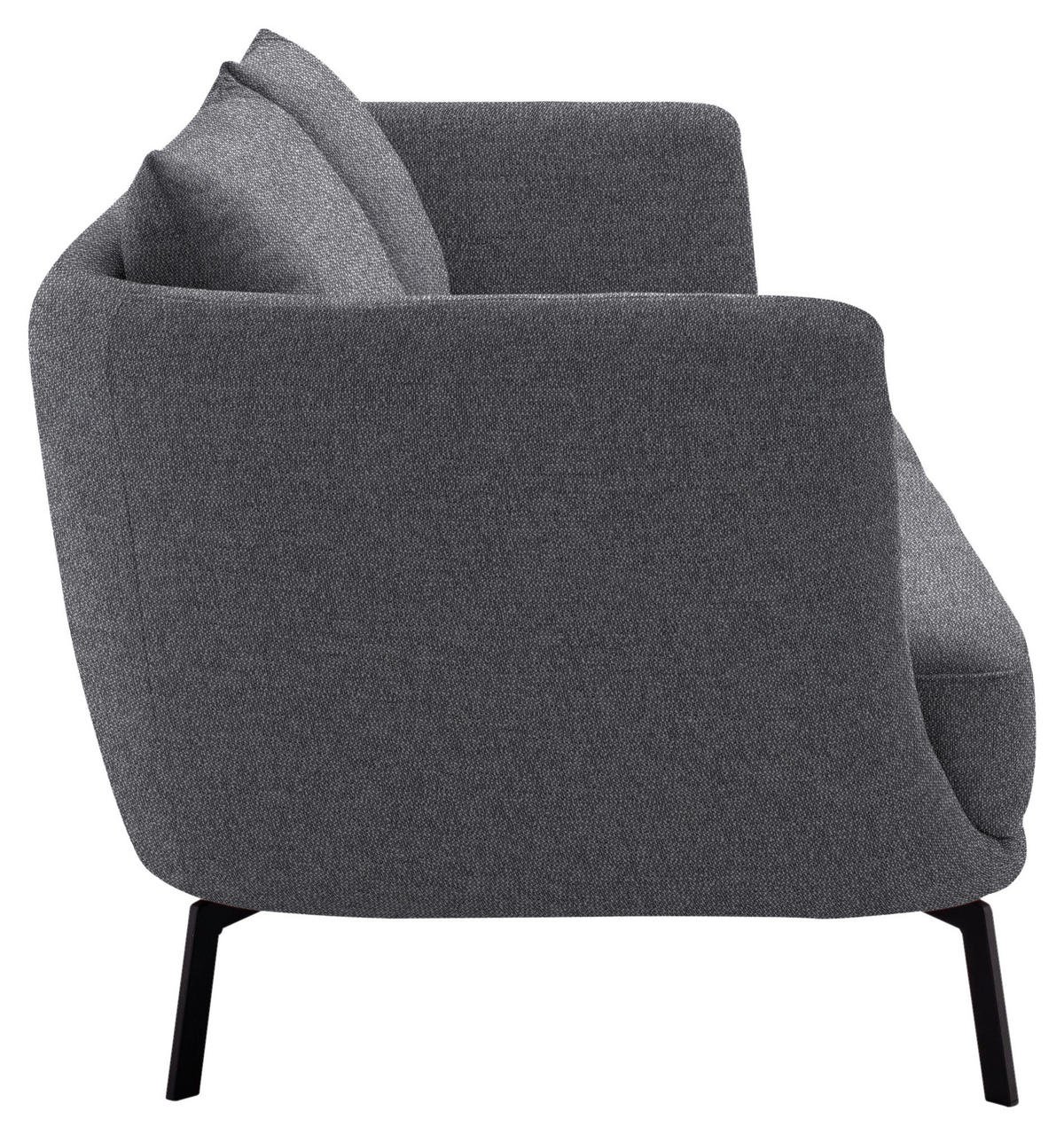 3-SITZER-SOFA Flachgewebe Grau  - Schwarz/Grau, Design, Textil/Metall (210/71/91cm) - Schöner Wohnen