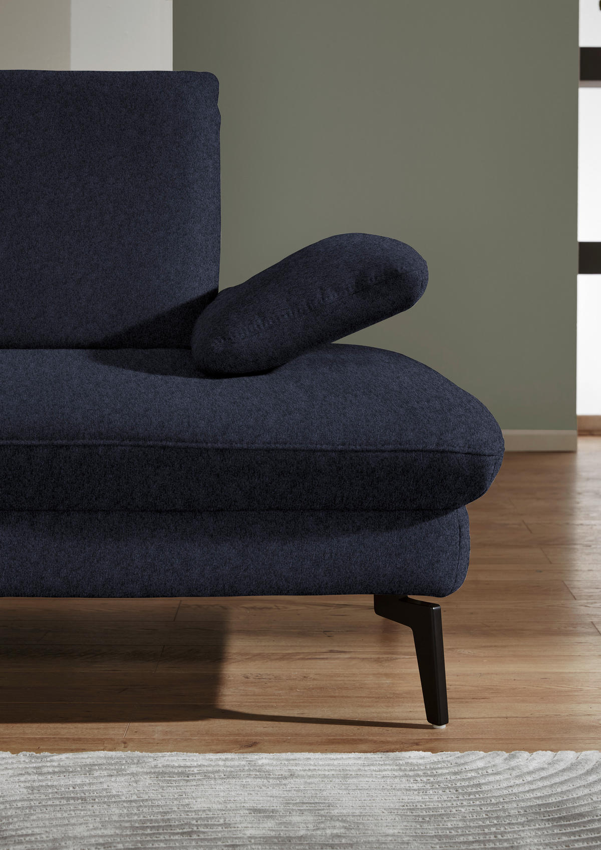 ECKSOFA in Chenille, Mikrofaser Anthrazit  - Anthrazit/Schwarz, Design, Textil/Metall (157/299cm) - Dieter Knoll