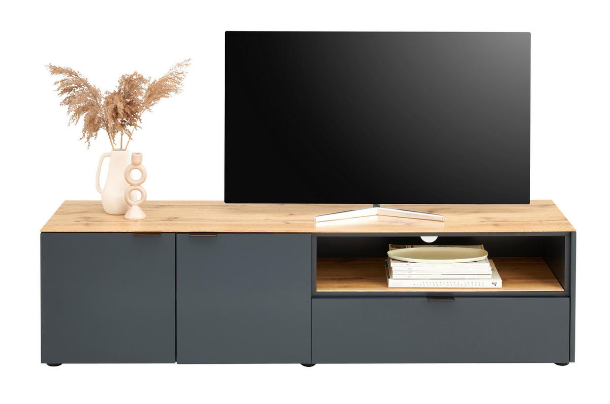 TV-BÄNK  i 160/42/42 cm  - svart/antracit, Lifestyle, metall/trämaterial (160/42/42cm) - Novel