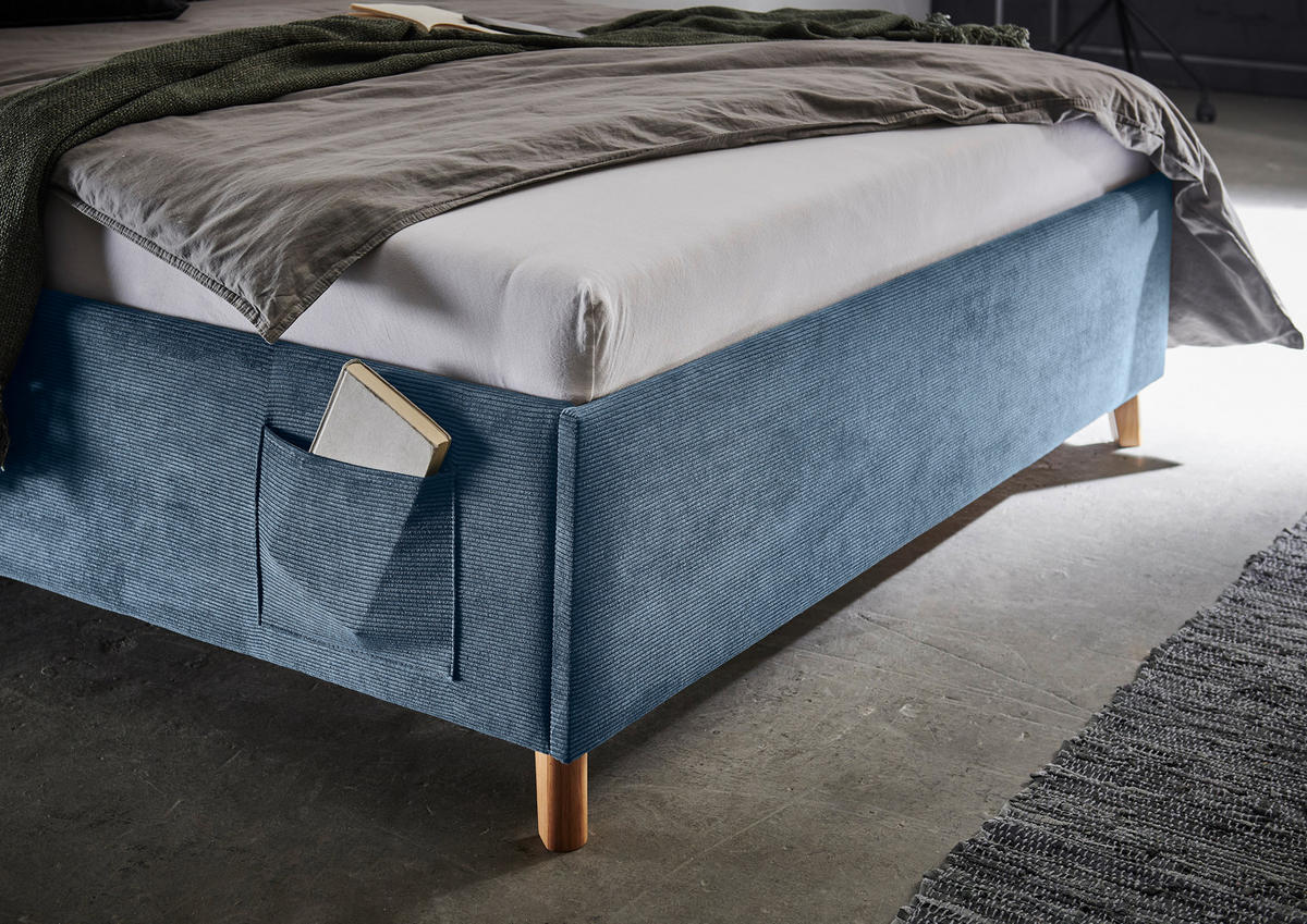 POLSTERBETT Cool 140/200 cm  in Blau  - Blau/Eichefarben, KONVENTIONELL, Holz/Textil (140/200cm) - Stylife