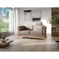 2,5-SITZER Flachgewebe Taupe  - Taupe/Eichefarben, KONVENTIONELL, Holz/Textil (183/84/93cm) - Sit & More